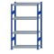 Fachbodenregal Stecksystem, Grundregal, beidseitig nutzbar, H1800xB1000xT400, 4 Fachböden, Fachlast 250kg, RAL 5010 enzianblau / verzinkt