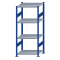 Fachbodenregal Stecksystem, Grundregal, beidseitig nutzbar, H1800xB750xT600, 4 Fachböden, Fachlast 250kg, RAL 5010 enzianblau / verzinkt