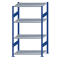 Fachbodenregal Stecksystem, Grundregal, beidseitig nutzbar, H1800xB1000xT600, 4 Fachböden, Fachlast 150kg, RAL 5010 enzianblau / verzinkt