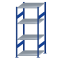 Fachbodenregal Stecksystem, Grundregal, beidseitig nutzbar, H1800xB750xT800, 4 Fachböden, Fachlast 150kg, RAL 5010 enzianblau / verzinkt