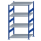 Fachbodenregal Stecksystem, Grundregal, beidseitig nutzbar, H1800xB1000xT800, 4 Fachböden, Fachlast 330kg, RAL 5010 enzianblau / verzinkt