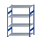 Fachbodenregal Stecksystem, Grundregal, beidseitig nutzbar, H1800xB1300xT800, 4 Fachböden, Fachlast 150kg, RAL 5010 enzianblau / verzinkt