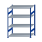 Fachbodenregal Stecksystem, Grundregal, beidseitig nutzbar, H1800xB1300xT800, 4 Fachböden, Fachlast 250kg, RAL 5010 enzianblau / verzinkt