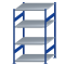 Fachbodenregal Stecksystem, Grundregal, beidseitig nutzbar, H1800xB1000xT1000, 4 Fachböden, Fachlast 250kg, RAL 5010 enzianblau / verzinkt