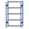 Fachbodenregal Stecksystem, Grundregal, beidseitig nutzbar, H2300xB1300xT500, 5 Fachböden, Fachlast 150kg, RAL 5010 enzianblau / verzinkt