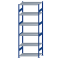 Fachbodenregal Stecksystem, Grundregal, beidseitig nutzbar, H2750xB1000xT600, 6 Fachböden, Fachlast 330kg, RAL 5010 enzianblau / verzinkt