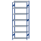 Fachbodenregal Stecksystem, Grundregal, beidseitig nutzbar, H3500xB1300xT600, 7 Fachböden, Fachlast 150kg, RAL 5010 enzianblau / verzinkt