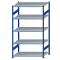 Fachbodenregal Stecksystem, Grundregal, beidseitig nutzbar, H2300xB1300xT800, 5 Fachböden, Fachlast 250kg, RAL 5010 enzianblau / verzinkt
