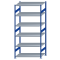 Fachbodenregal Stecksystem, Grundregal, beidseitig nutzbar, H2750xB1300xT800, 6 Fachböden, Fachlast 250kg, RAL 5010 enzianblau / verzinkt