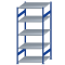 Fachbodenregal Stecksystem, Grundregal, beidseitig nutzbar, H2300xB1000xT1000, 5 Fachböden, Fachlast 250kg, RAL 5010 enzianblau / verzinkt