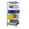 Fachbodenregal Stecksystem, Anbauregal, beidseitig nutzbar, H2500xB1000xT300, 6 Fachböden, Fachlast 85kg, RAL 5010 enzianblau / verzinkt