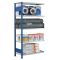 Fachbodenregal Stecksystem, Anbauregal, beidseitig nutzbar, H2500xB1000xT400, 6 Fachböden, Fachlast 330kg, RAL 5010 enzianblau / verzinkt