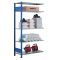 Fachbodenregal Stecksystem, Anbauregal, beidseitig nutzbar, H1800xB1300xT300, 4 Fachböden, Fachlast 85kg, RAL 5010 enzianblau / verzinkt