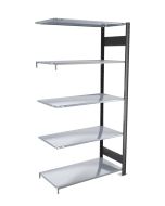 Fachbodenregal Stecksystem, Anbauregal, beidseitig nutzbar, H2300xB750xT600 mm, 5 Fachböden, Fachlast 150 kg, schwarz / verzinkt