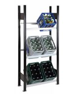 Getränkekisten-Regal, Grundregal, H1800xB750xT300 mm, schwarz/silber