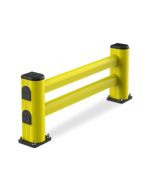 Regalendschutz LM Ø150 mm, Breite 1100 mm, Höhe 500 mm, RAL 1018 hellgelb / RAL 7040 grau