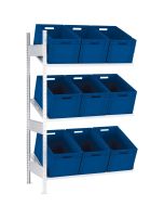 Schrägbodenregal, Anbauregal, beidseitig nutzbar, H2000xB1000xT600 mm, verzinkt/ RAL 7035 lichtgrau