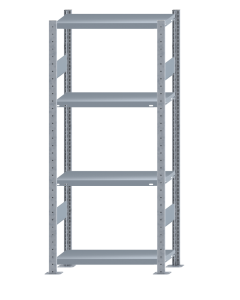 Fachbodenregal Stecksystem, Grundregal, beidseitig nutzbar, H1800xB750xT300, 4 Fachböden, Fachlast 250kg, sendzimirverzinkt