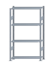 Fachbodenregal Stecksystem, Grundregal, beidseitig nutzbar, H1800xB1000xT300, 4 Fachböden, Fachlast 150kg, sendzimirverzinkt