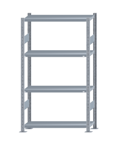 Fachbodenregal Stecksystem, Grundregal, beidseitig nutzbar, H1800xB1000xT300, 4 Fachböden, Fachlast 250kg, sendzimirverzinkt