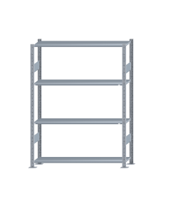 Fachbodenregal Stecksystem, Grundregal, beidseitig nutzbar, H1800xB1300xT300, 4 Fachböden, Fachlast 150kg, sendzimirverzinkt
