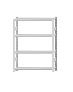 Fachbodenregal Stecksystem, Grundregal, beidseitig nutzbar, H1800xB1300xT300, 4 Fachböden, Fachlast 250kg, RAL 7035 lichtgrau