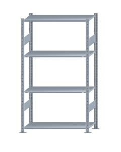 Fachbodenregal Stecksystem, Grundregal, beidseitig nutzbar, H1800xB1000xT400, 4 Fachböden, Fachlast 150kg, sendzimirverzinkt