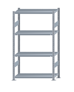 Fachbodenregal Stecksystem, Grundregal, beidseitig nutzbar, H1800xB1000xT400, 4 Fachböden, Fachlast 250kg, sendzimirverzinkt