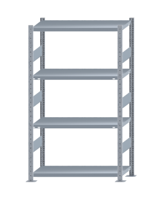 Fachbodenregal Stecksystem, Grundregal, beidseitig nutzbar, H1800xB1000xT400, 4 Fachböden, Fachlast 330kg, sendzimirverzinkt