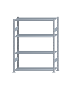 Fachbodenregal Stecksystem, Grundregal, beidseitig nutzbar, H1800xB1300xT400, 4 Fachböden, Fachlast 150kg, sendzimirverzinkt