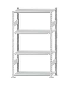 Fachbodenregal Stecksystem, Grundregal, beidseitig nutzbar, H1800xB1000xT400, 4 Fachböden, Fachlast 85kg, RAL 7035 lichtgrau