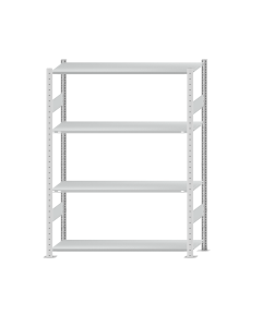 Fachbodenregal Stecksystem, Grundregal, beidseitig nutzbar, H1800xB1300xT400, 4 Fachböden, Fachlast 150kg, RAL 7035 lichtgrau