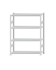 Fachbodenregal Stecksystem, Grundregal, beidseitig nutzbar, H1800xB1300xT400, 4 Fachböden, Fachlast 250kg, RAL 7035 lichtgrau