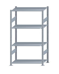 Fachbodenregal Stecksystem, Grundregal, beidseitig nutzbar, H1800xB1000xT500, 4 Fachböden, Fachlast 150kg, sendzimirverzinkt