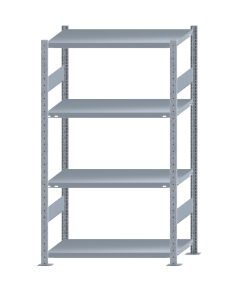Fachbodenregal Stecksystem, Grundregal, beidseitig nutzbar, H1800xB1000xT500, 4 Fachböden, Fachlast 250kg, sendzimirverzinkt