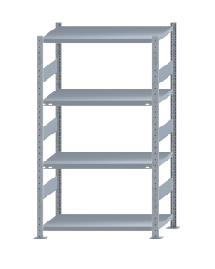 Fachbodenregal Stecksystem, Grundregal, beidseitig nutzbar, H1800xB1000xT500, 4 Fachböden, Fachlast 330kg, sendzimirverzinkt