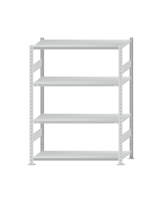 Fachbodenregal Stecksystem, Grundregal, beidseitig nutzbar, H1800xB1300xT500, 4 Fachböden, Fachlast 250kg, RAL 7035 lichtgrau