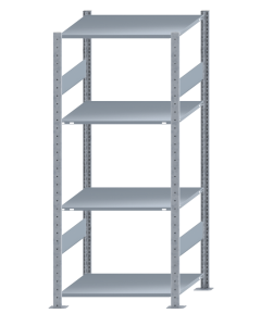 Fachbodenregal Stecksystem, Grundregal, beidseitig nutzbar, H1800xB750xT600, 4 Fachböden, Fachlast 150kg, sendzimirverzinkt