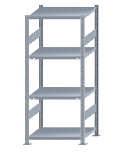 Fachbodenregal Stecksystem, Grundregal, beidseitig nutzbar, H1800xB750xT600, 4 Fachböden, Fachlast 250kg, sendzimirverzinkt