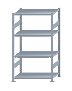 Fachbodenregal Stecksystem, Grundregal, beidseitig nutzbar, H1800xB1000xT600, 4 Fachböden, Fachlast 250kg, sendzimirverzinkt