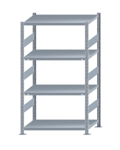 Fachbodenregal Stecksystem, Grundregal, beidseitig nutzbar, H1800xB1000xT600, 4 Fachböden, Fachlast 330kg, sendzimirverzinkt