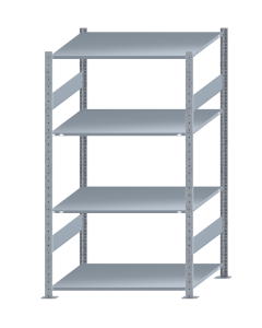 Fachbodenregal Stecksystem, Grundregal, beidseitig nutzbar, H1800xB1000xT800, 4 Fachböden, Fachlast 150kg, sendzimirverzinkt