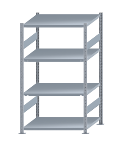Fachbodenregal Stecksystem, Grundregal, beidseitig nutzbar, H1800xB1000xT800, 4 Fachböden, Fachlast 250kg, sendzimirverzinkt