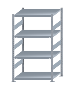Fachbodenregal Stecksystem, Grundregal, beidseitig nutzbar, H1800xB1000xT800, 4 Fachböden, Fachlast 330kg, sendzimirverzinkt
