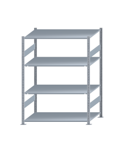 Fachbodenregal Stecksystem, Grundregal, beidseitig nutzbar, H1800xB1300xT800, 4 Fachböden, Fachlast 150kg, sendzimirverzinkt