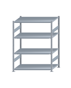Fachbodenregal Stecksystem, Grundregal, beidseitig nutzbar, H1800xB1300xT800, 4 Fachböden, Fachlast 250kg, sendzimirverzinkt