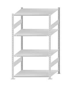 Fachbodenregal Stecksystem, Grundregal, beidseitig nutzbar, H1800xB1000xT800, 4 Fachböden, Fachlast 150kg, RAL 7035 lichtgrau
