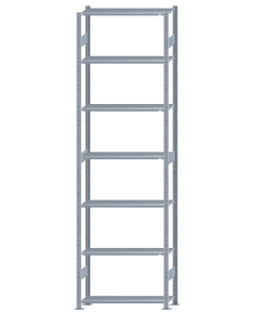 Fachbodenregal Stecksystem, Grundregal, beidseitig nutzbar, H3500xB1000xT300, 7 Fachböden, Fachlast 85kg, sendzimirverzinkt