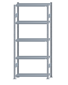 Fachbodenregal Stecksystem, Grundregal, beidseitig nutzbar, H2300xB1000xT300, 5 Fachböden, Fachlast 250kg, sendzimirverzinkt