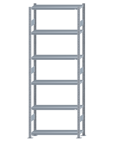 Fachbodenregal Stecksystem, Grundregal, beidseitig nutzbar, H2750xB1000xT300, 6 Fachböden, Fachlast 250kg, sendzimirverzinkt